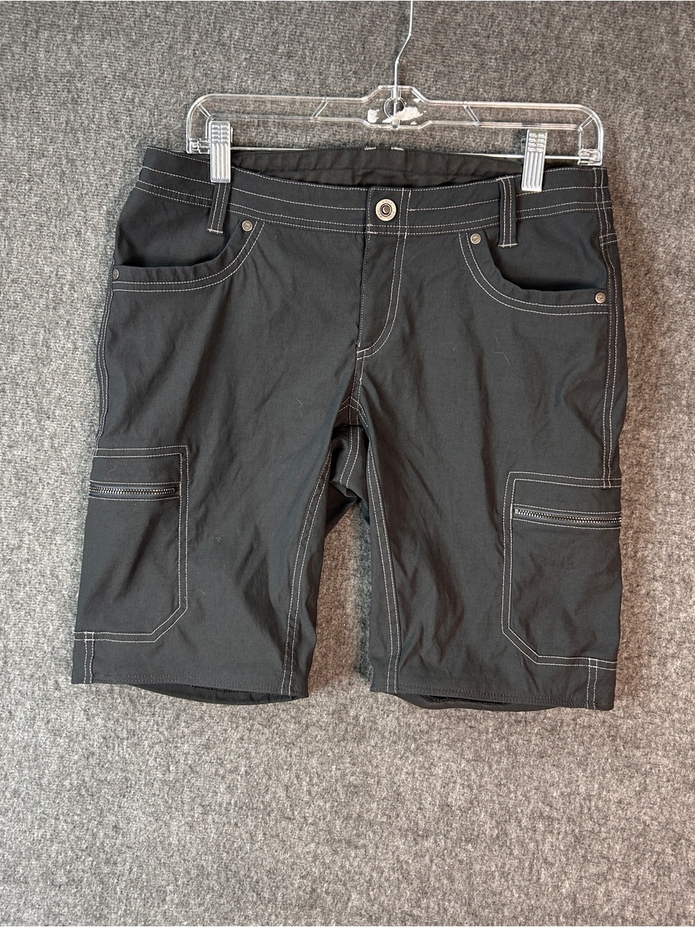 Kuhl Shorts Womens 8 Gray Cargo Hiking Stretch Zip Pockets Active Travel